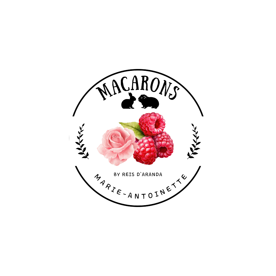 MACARON DE FRAMBUESA CON ROSAS PARA CONEJOS Y COBAYAS